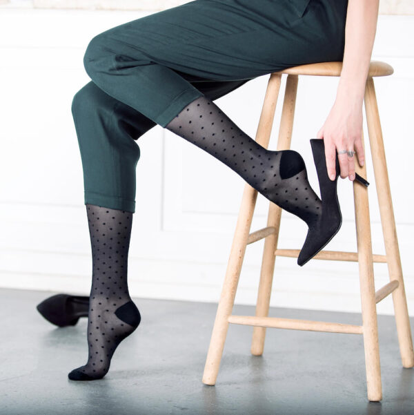 SupCare Stützstrümpfe Nylon schwarz mit Punkten – Bild 2